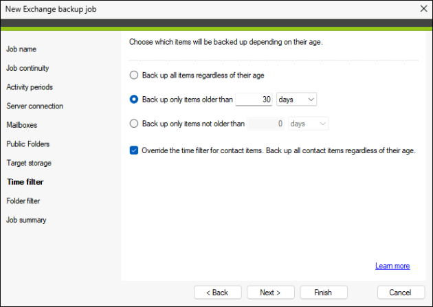 Setting up a time filter.
