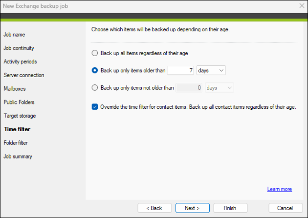 Setting up a time filter.