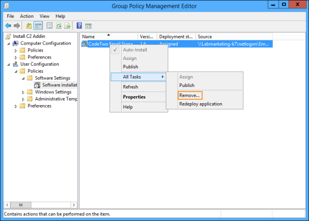 Removing the add-in’s software package.