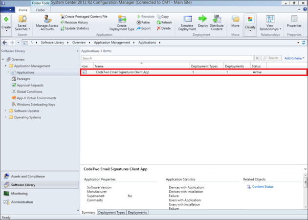Email Signatures - App visible in Library.