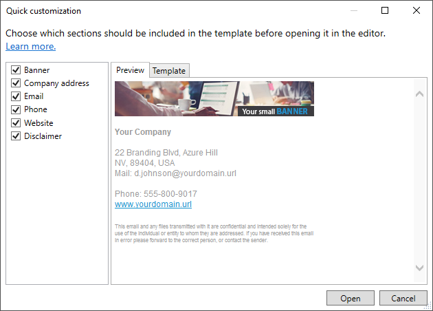 Editor - quick guide - quick customization