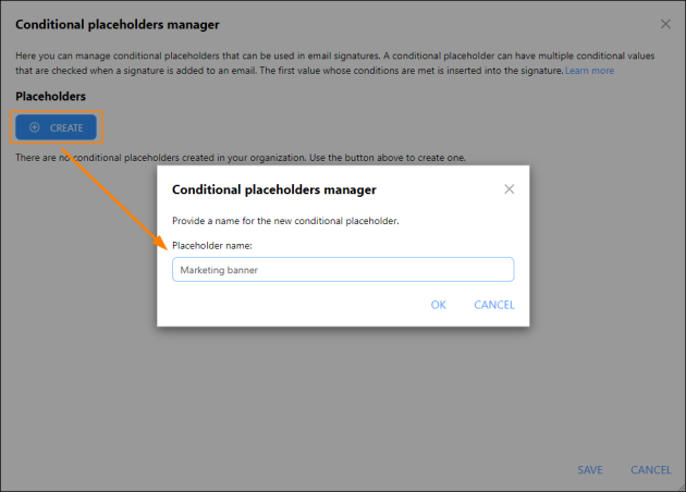 Creating a new conditional placeholder.