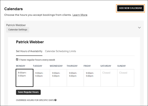 Adding an individual user calendar.