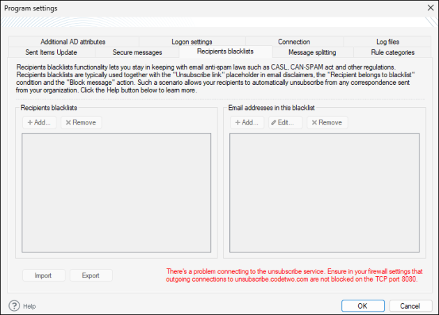 The error is displayed when port 8080 is blocked.