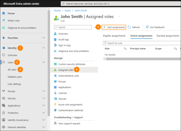 Adding a new role assignment for a user.