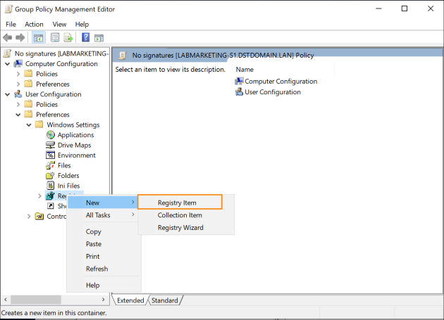 Adding a new registry key to your policy.