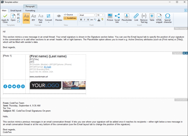 The template editor.