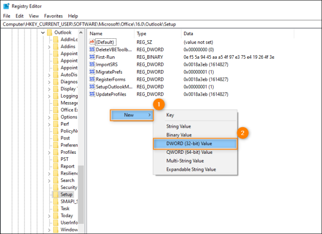 Creating a new 32-bit DWORD value.