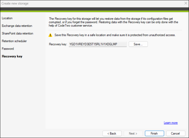 A storage Recovery key.