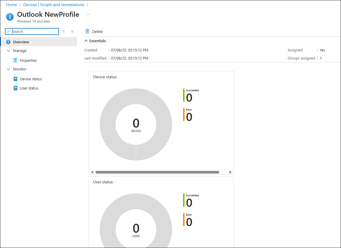 The script overview allows you to monitor script executions.