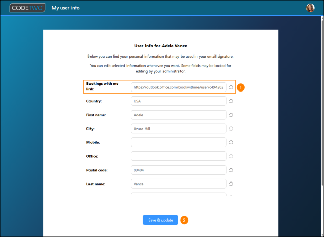 Pasting the booking page link as the value of the custom attribute.