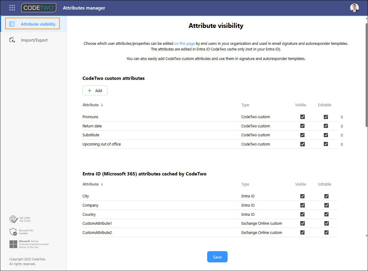 Taking screenshots showing your settings in the Attributes manager app.