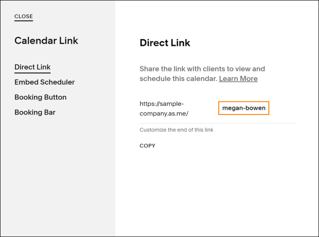 Individual direct link format