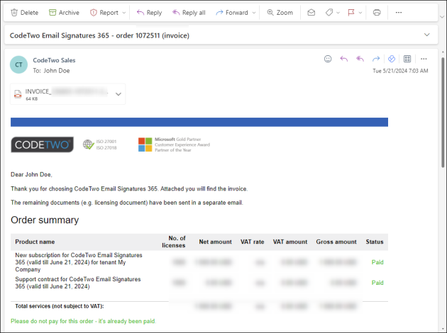 804-2 Email with invoice