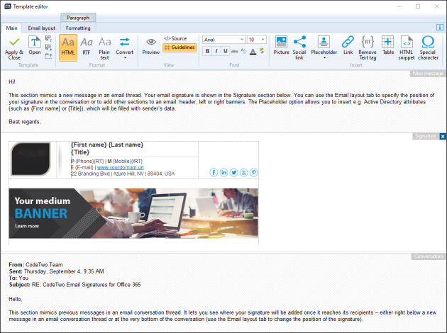 A signature template opened in the editor.