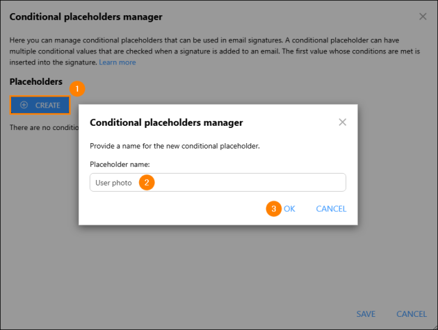 Entering the conditional placeholder’s name.