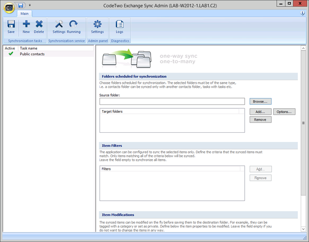 ES - New sync task visible in admin's panel.
