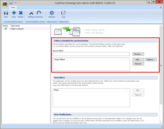 ES - Selecting folders for sync.