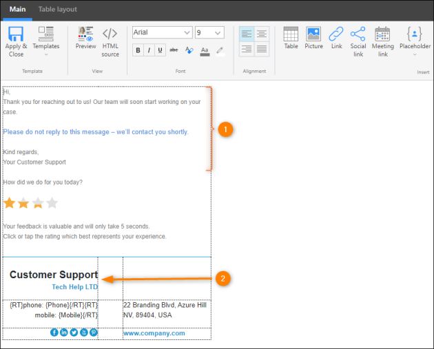 Customizing the auto-reply message content.