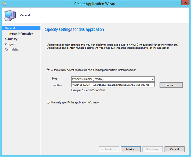 Email Signatures - Specify setup file.