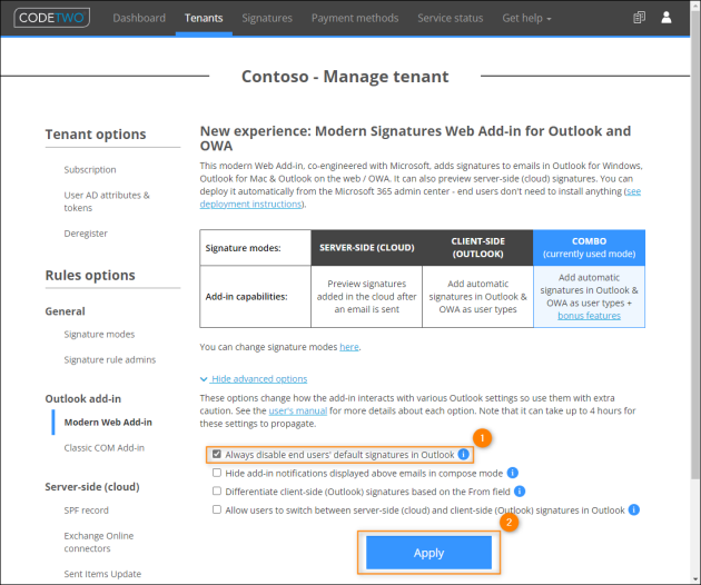 Disabling native signatures globally.