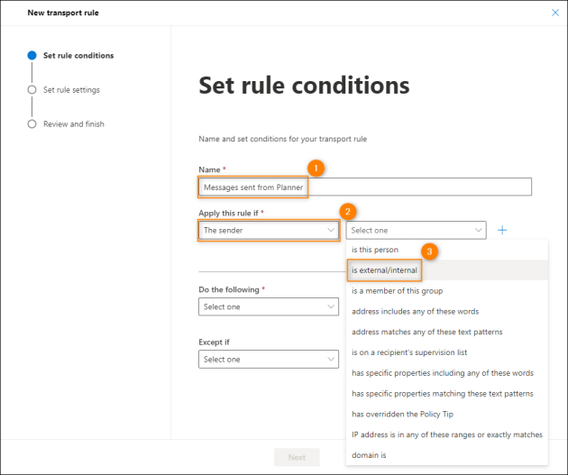 Naming the rule and defining the 1st condition.