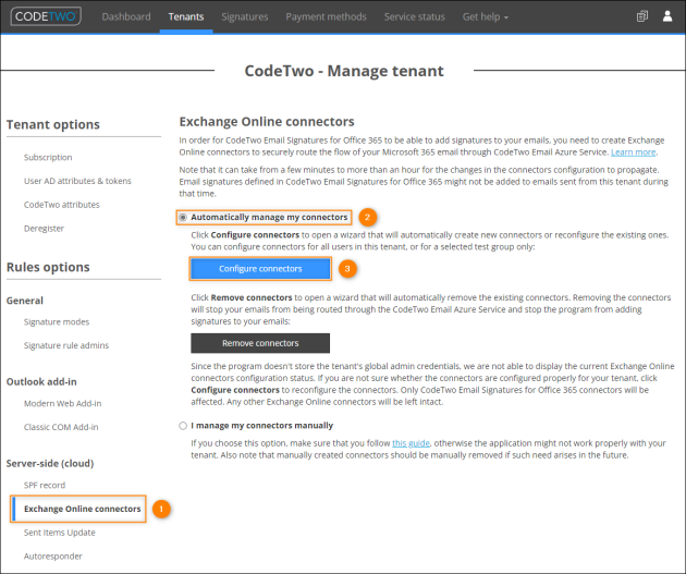 Get started Configure Exchange Online connectors CodeTwo Email