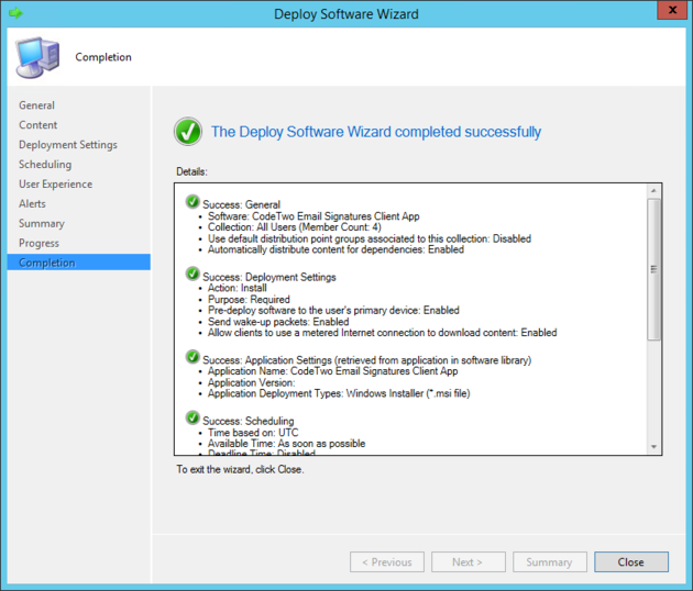Email Signatures - Deployment succeeded.
