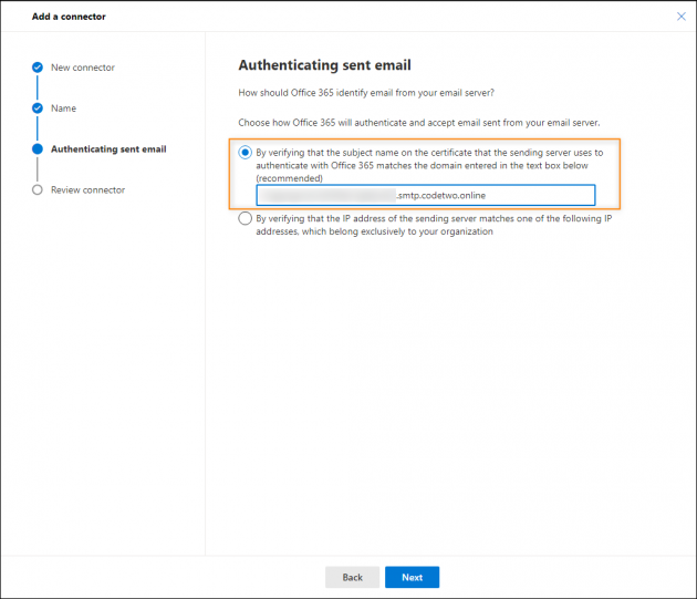Email authentication method configuration.