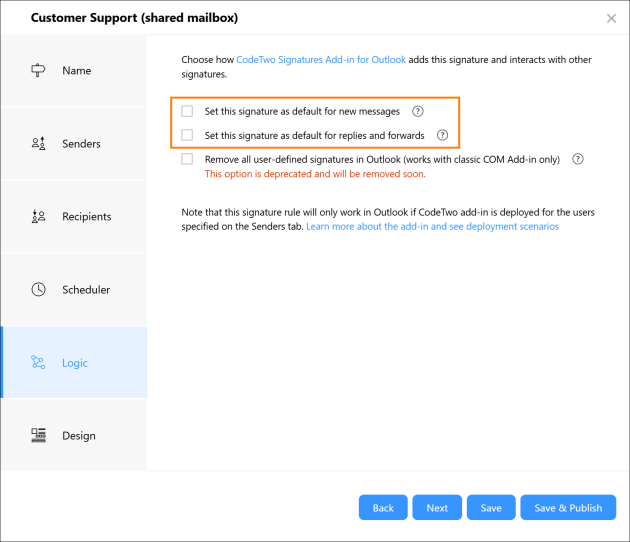 Leave these options unselected.