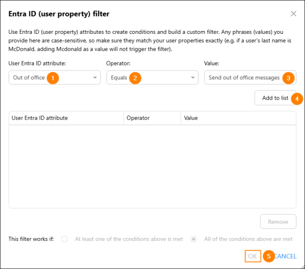 Adding the condition that activates the autoresponder rule.