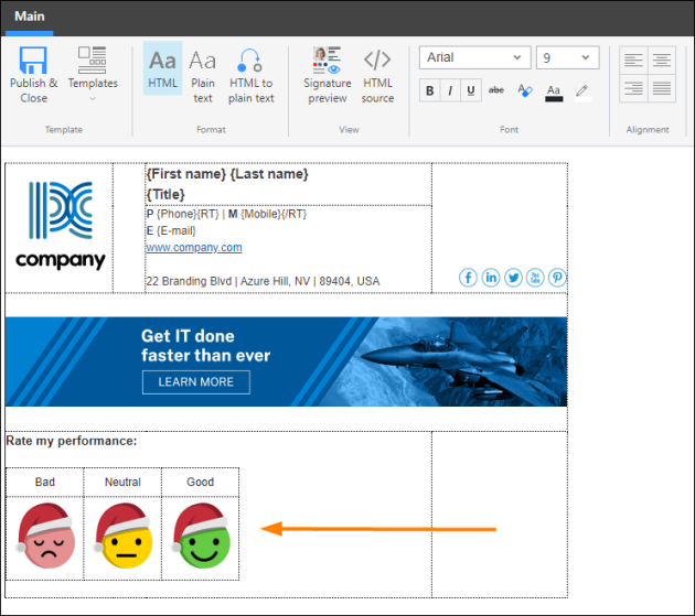 The one-click survey updated with custom icons.