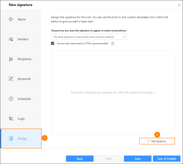 Edit email signature design