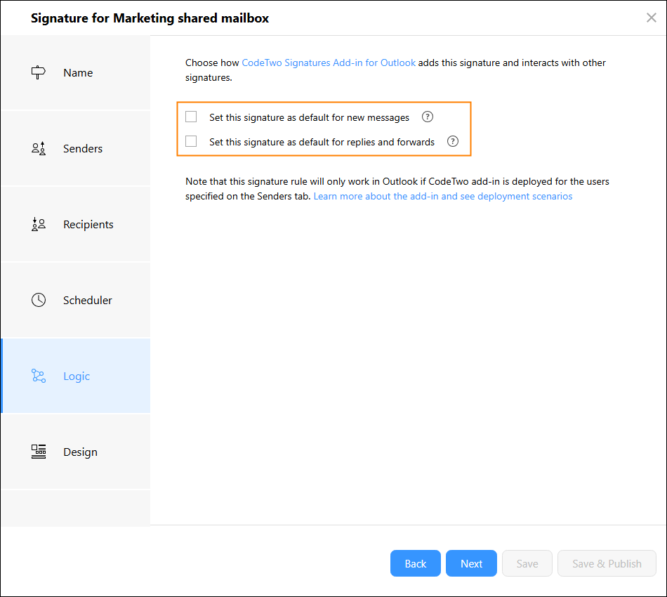 Leave these options unselected.