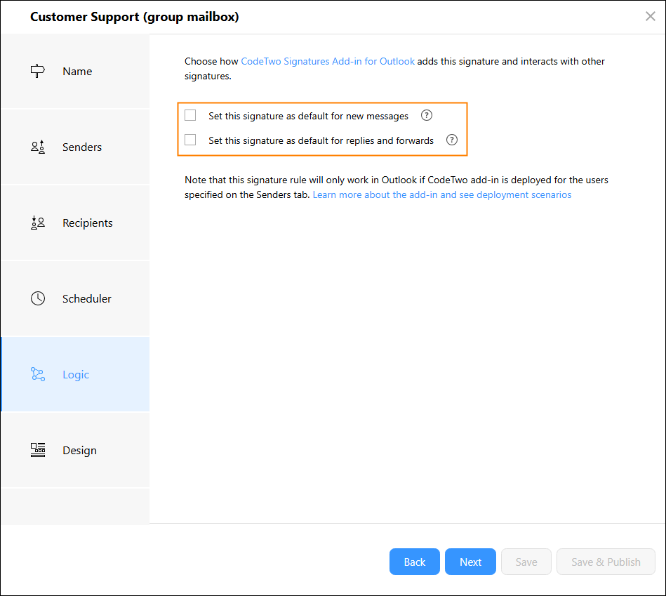 Leave these options unselected.