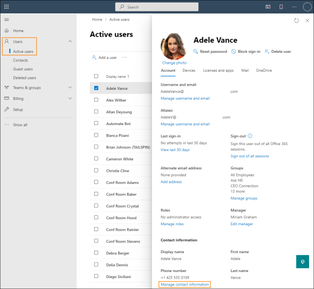 Accessing the user's contact information