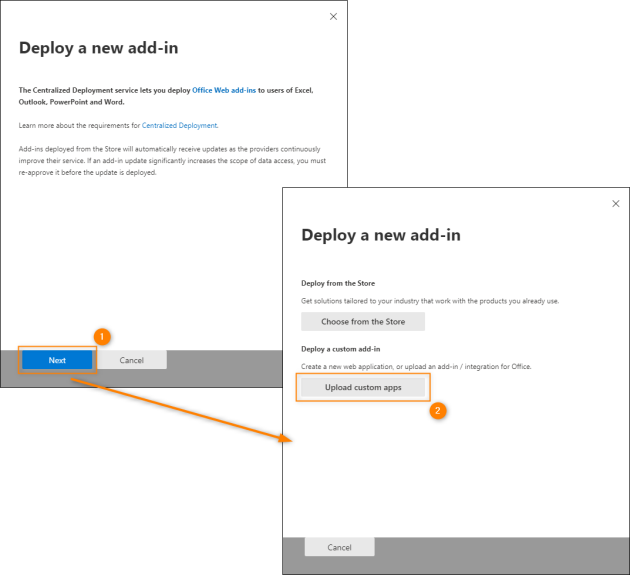 Selecting the add-in deployment method.