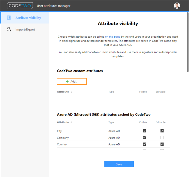 Adding a new CodeTwo custom attribute.