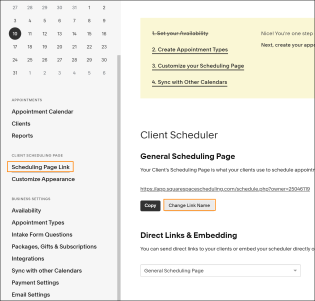 Squarespace Scheduling integration - Changing the link format