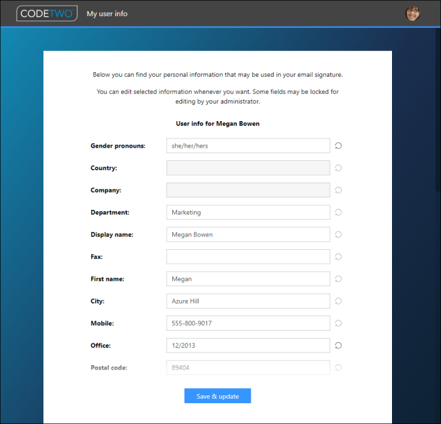 End users can edit all the attributes that are not grayed out.