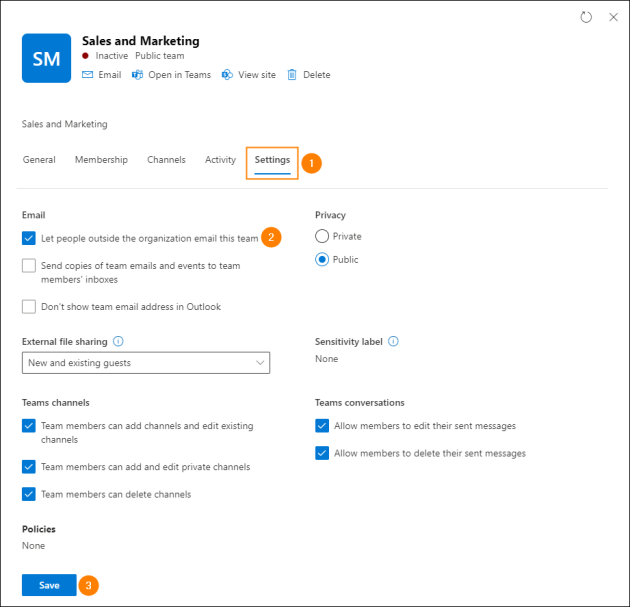 Configuring Microsoft 365 group’s settings to receive auto replies.