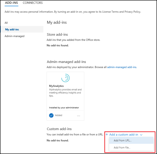 Adding a custom add-in.