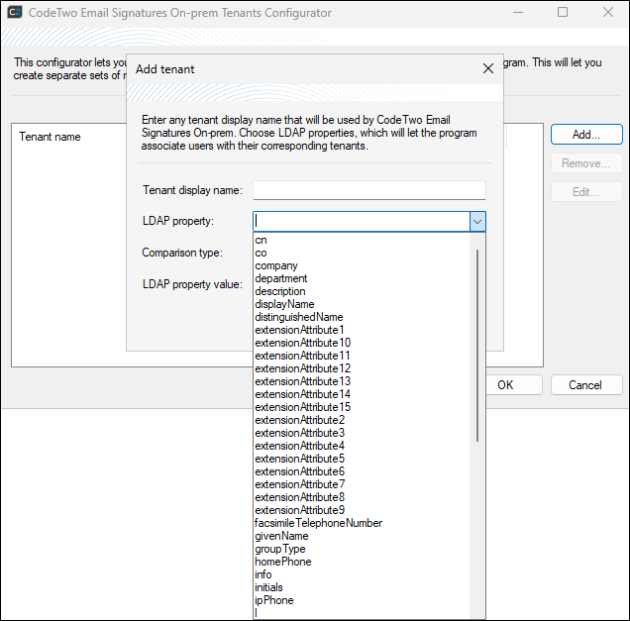 LDAP properties context menu.
