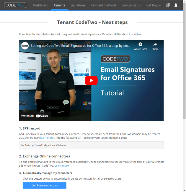 The Next steps page.