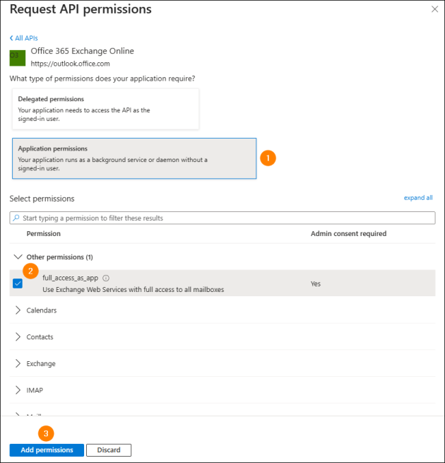 Adding a new permission to an application in Entra ID.