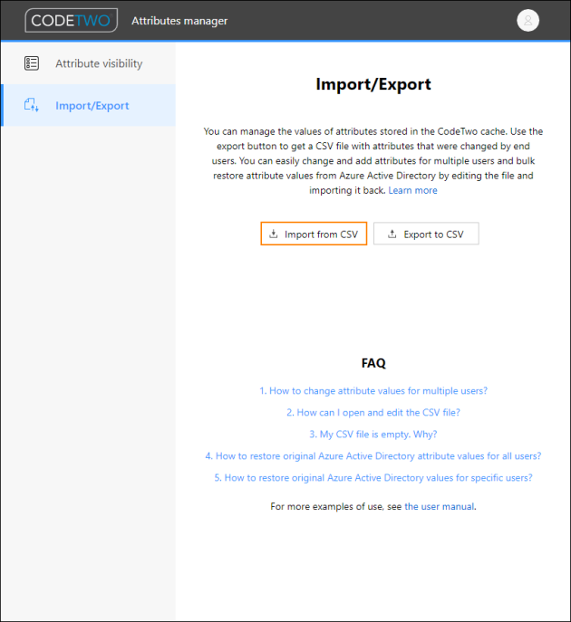 Importing user data from a CSV file.