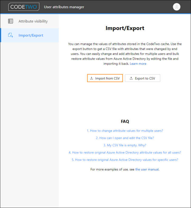 Importing user data from a CSV file.