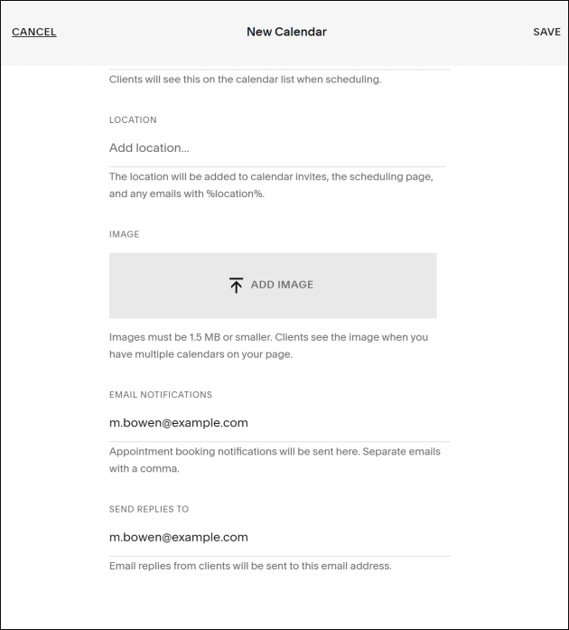 Configuring user’s email to be used with the calendar.