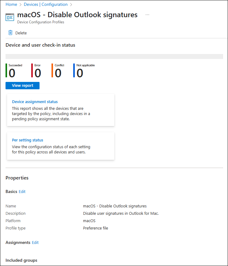 The policy summary allows you to monitor policy assignments.