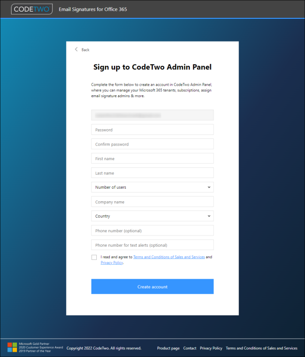 The registration form.